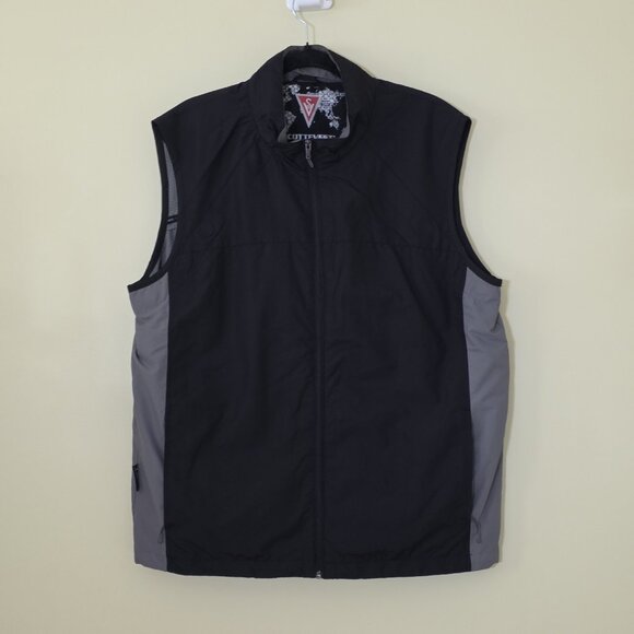 ScotteVest Men L TEC Vest Black Gray Colorblock Utility Travel Zip Pocket Magnet - Picture 1 of 16